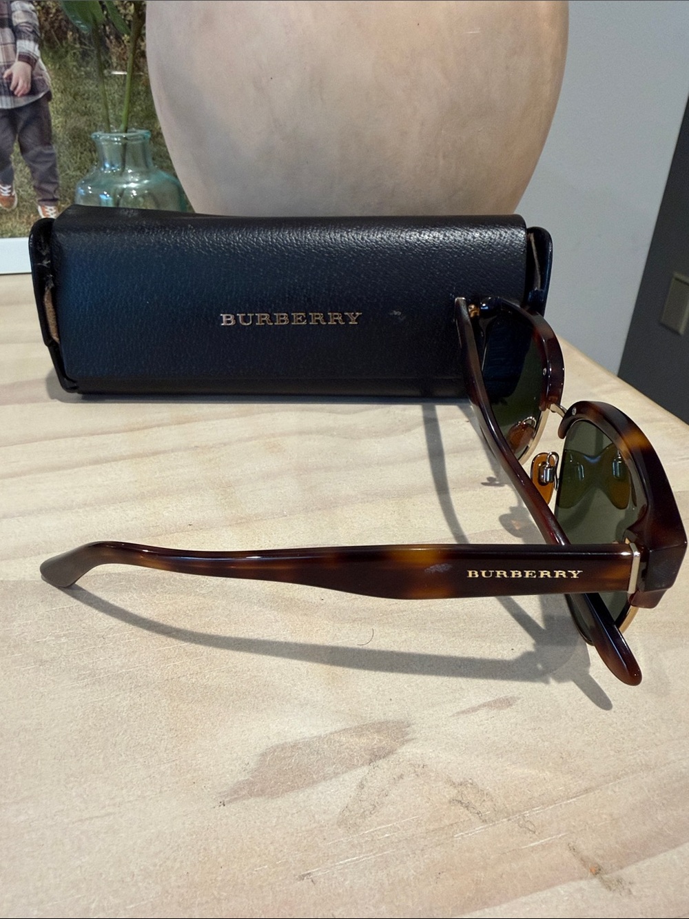 Burberry Tortoiseshell Frame Sunglasses with Dark Lenses - Picture 2 of 5